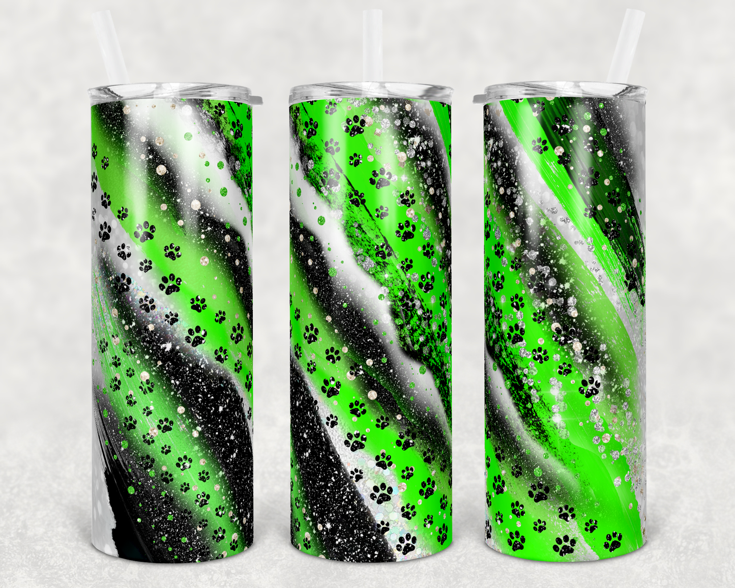 Neon Green Milky Way with Paw Prints