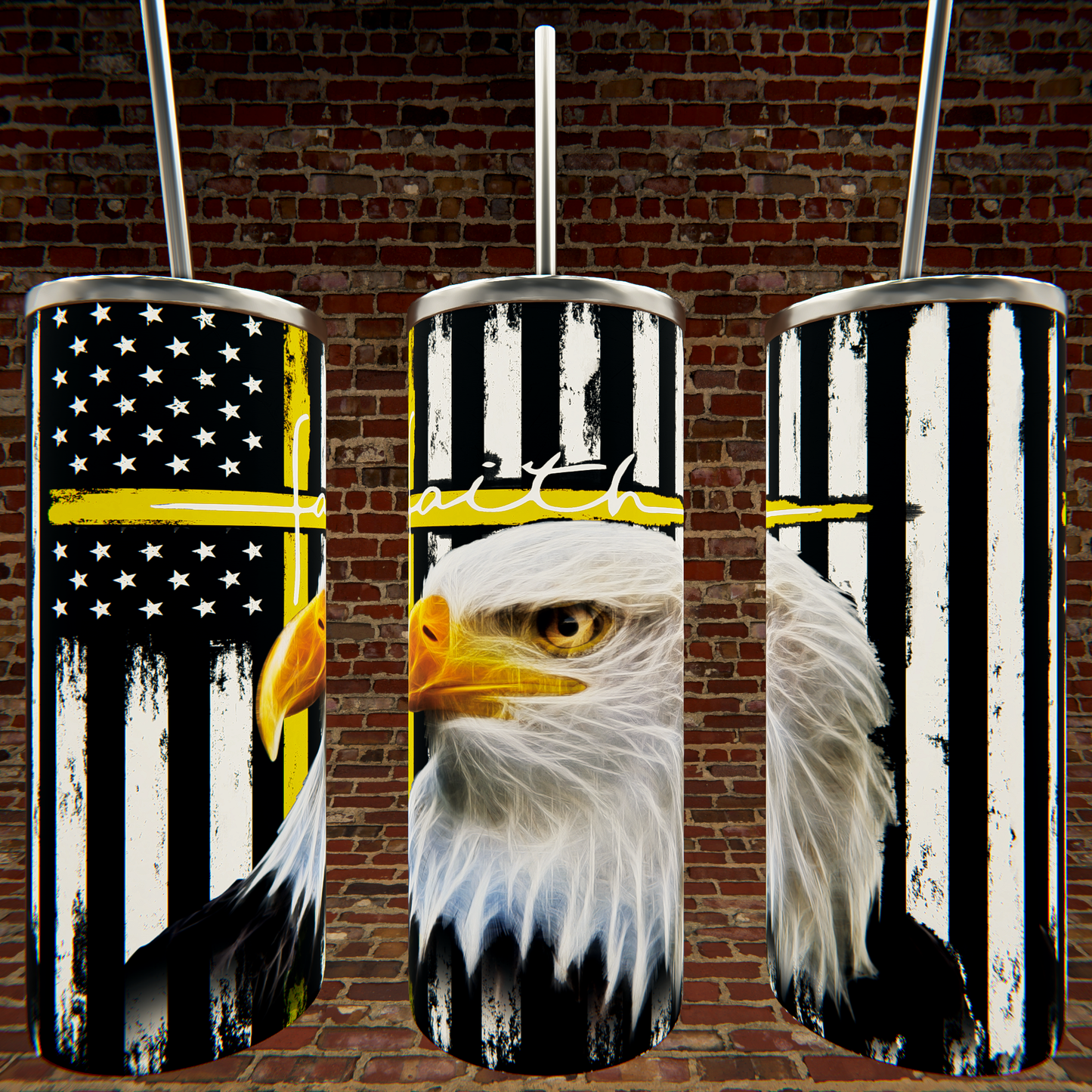 Thin Yellow Line Flag with Eagle