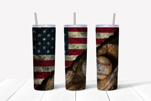 American Flag and Baseball/Glove