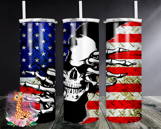 American Flag with Skull
