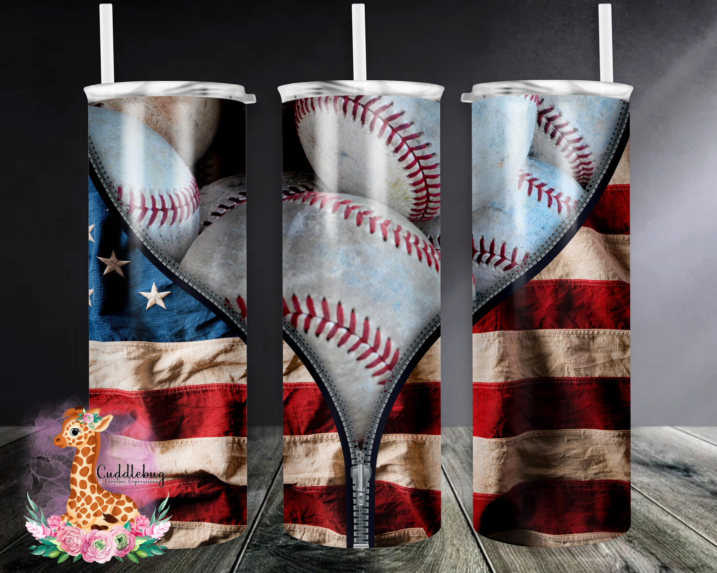American Flag with Baseballs