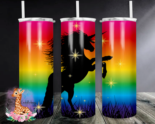 Unicorn with Rainbow Background
