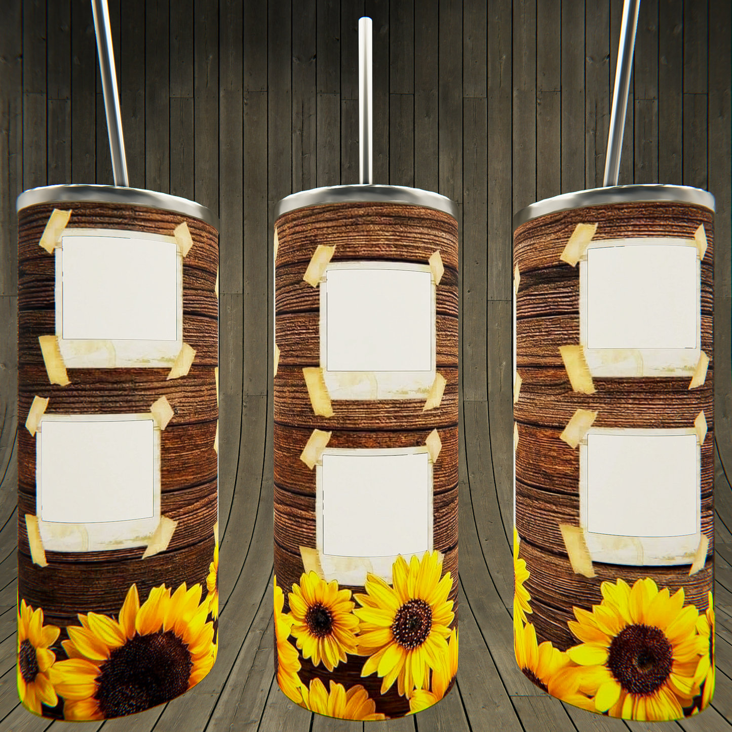 Sunflower with wood background