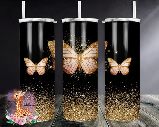 Butterflies with Gold Glitter