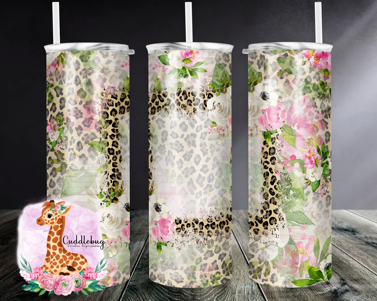 Leopard spring flowers picture frame