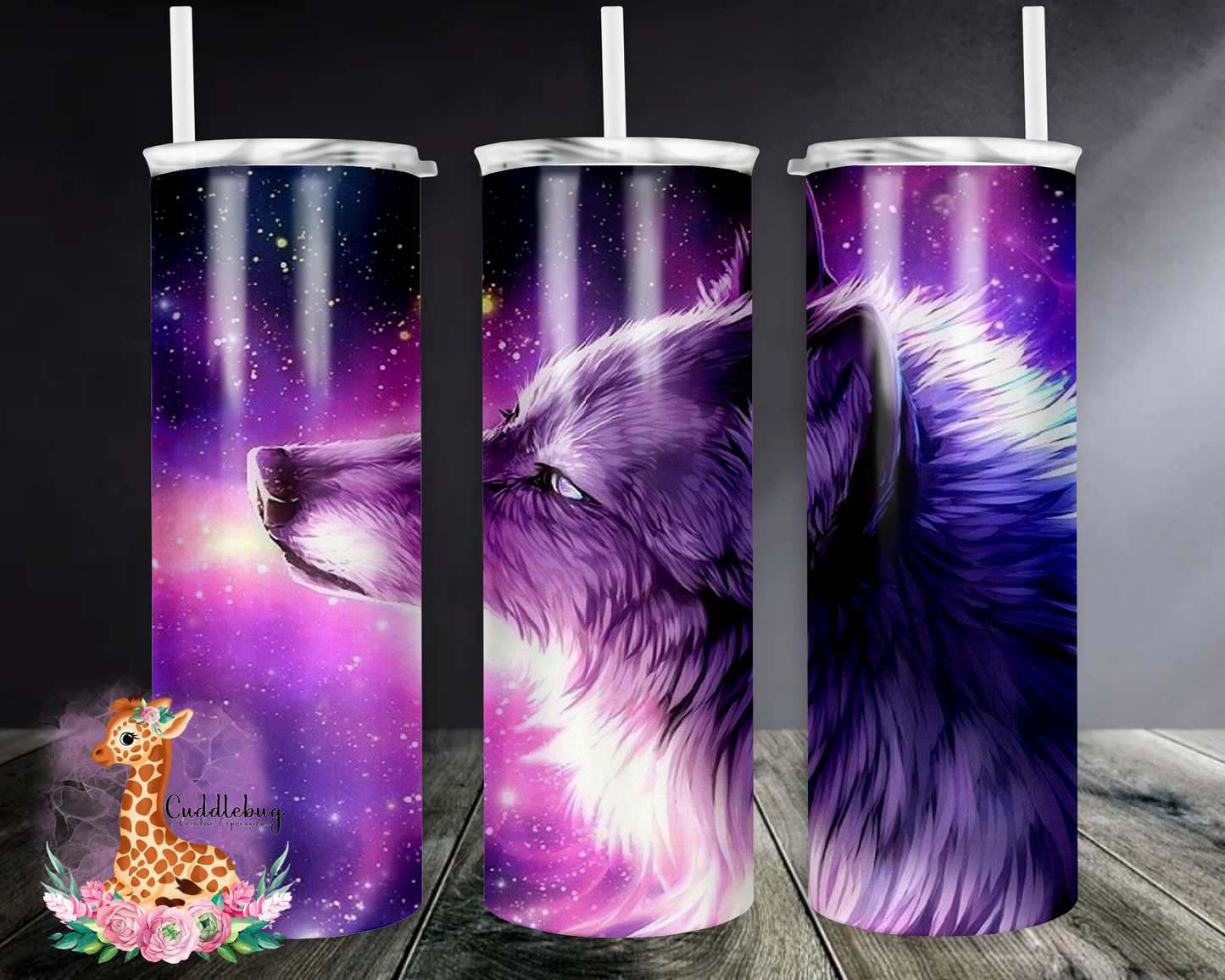 White Wolf with Galaxy Background