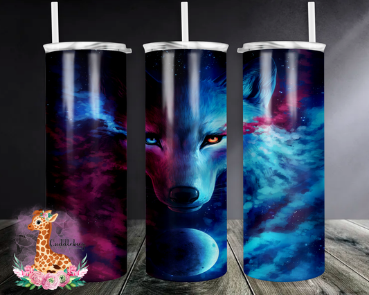 Wolf with Galaxy Background